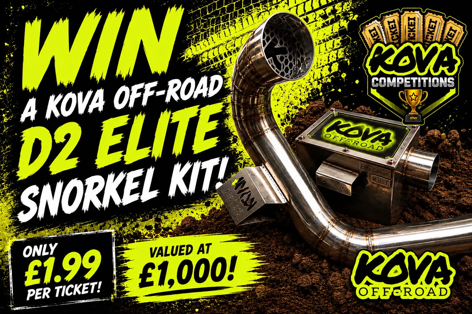Win a Kova Off-Road D2 Elite Snorkel Kit